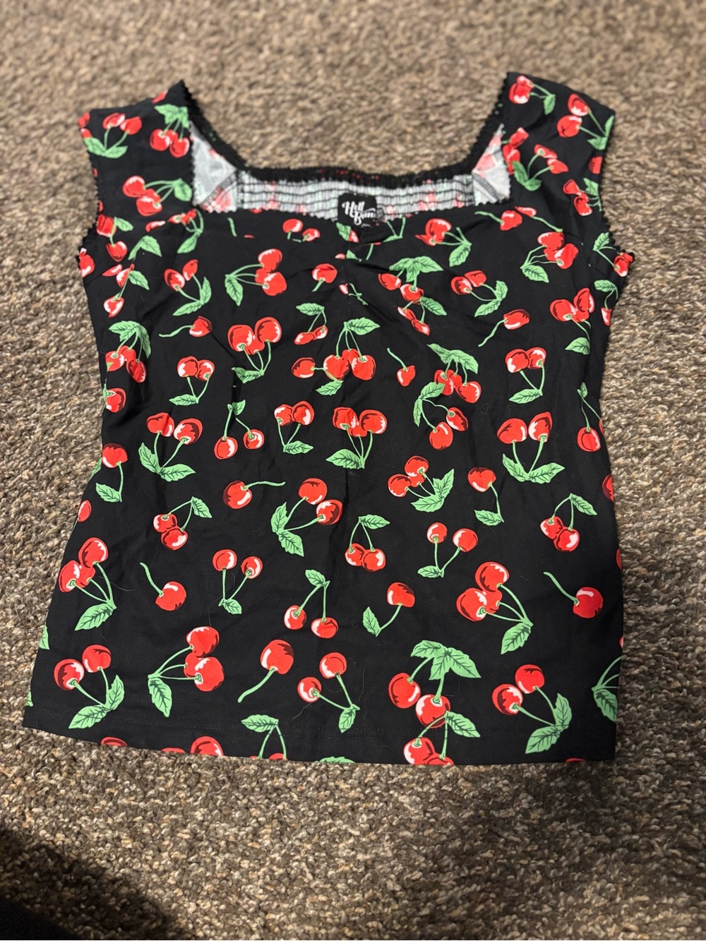 Hell Bunny Black Cherry Print Top